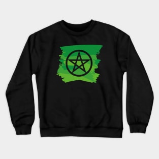 Pagan Pentagram Green Paint Witch Magick Crewneck Sweatshirt